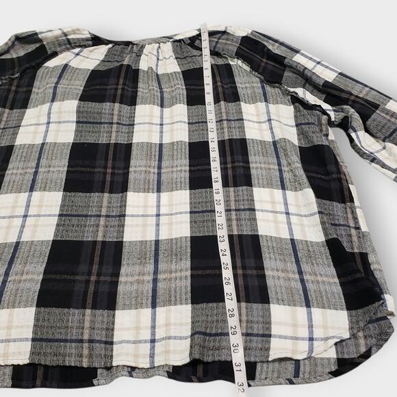 Caffe Marrakesh 3X Plaid Popover Tunic Top Crinkle Texture Pocket Stretch - Picture 11 of 11